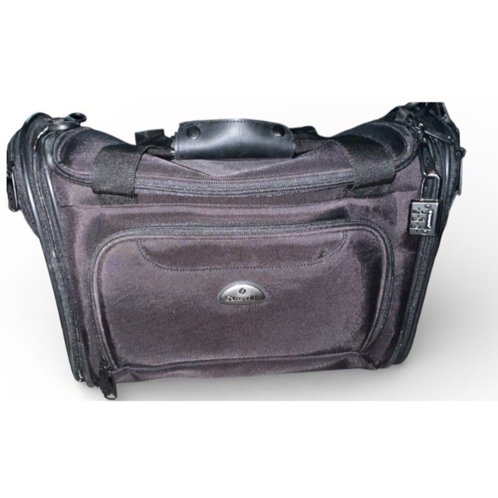Samsonite Executive Carry On Garment Duffel Black w Lock & Gel Strap Read VTG